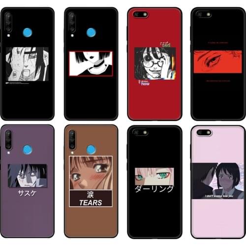 Black tpu Case For Huawei Honor 20 Lite 10 10i 20S 30S 30 Case Honor 7A 7s 7C Case Cover Sad Japanese Anime Aesthetic Custom