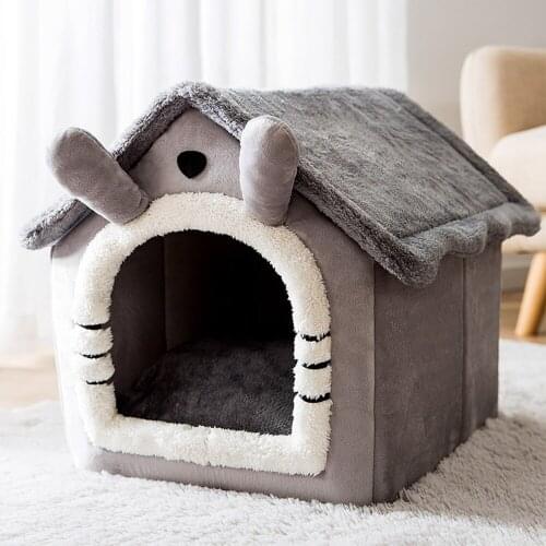 Pet House Warm Cat Dog Indoor Plush Bed Kennel Cute Nest For Small Medium Dogs Kitten Sleep Mat Washable Removable Dog Supplies