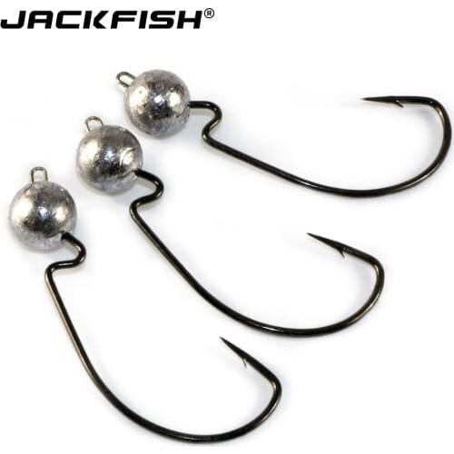 JACKFISH 5pcs/lot crank Jig head hook 3.5g 5g 7g hard baits lead Jig lure fishing hook soft worm fishing tackle accessories
