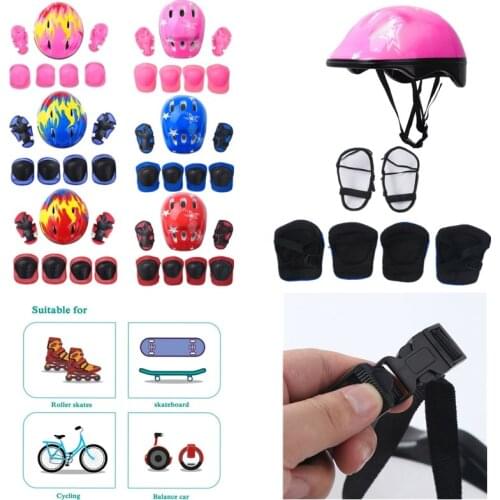 Cosplay Party Helmet Kits Kids Protective Gear Outfit Adjust Helmet Knee Wrist Guard Elbow Pad Set for Skateboard Roller Cycling