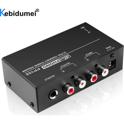 Kebidumei Ultra-Compact Phono Preamp Preamplifier With RCA 1/4Inch TRS Interfaces Preamplificador Phono Preamp PP400