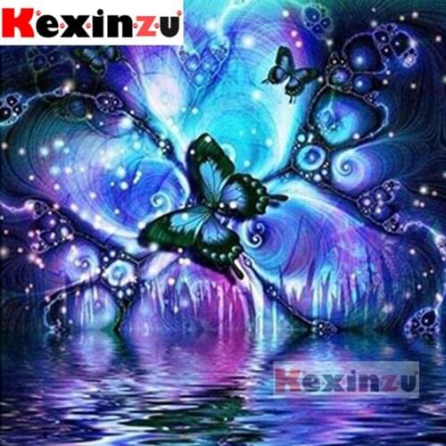 Kexinzu Full Square Round Drill 5D DIY Diamond Painting"Color butterfly"3D Embroidery Rhinestone Cross Stitch 5D Home Decor X440