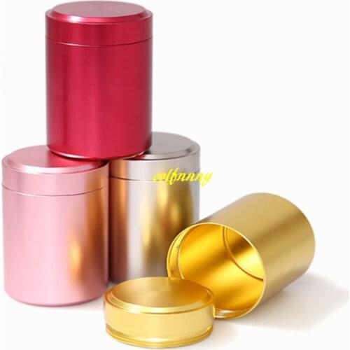 100pcs/lot 6.5x4.5cm Mini Teabox Titanium alloy Tea Caddies box For Travel Outdoor Sealed Jar Cans 8g tea Tin storage boxes