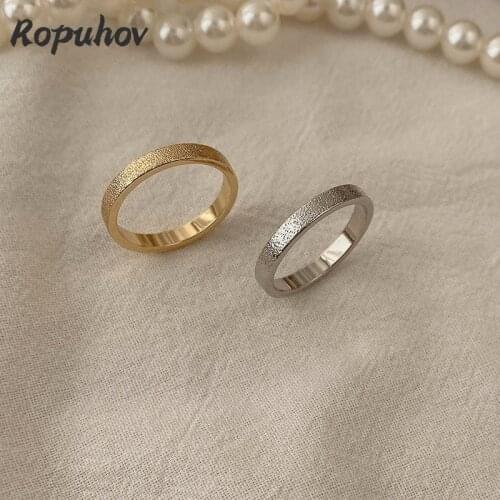 ROPUHOV 2021 Jewery Trendy Korean New Japanese Style Simple Vertical Bar Round Geometric Copper Fine Ring for Men Women Couples