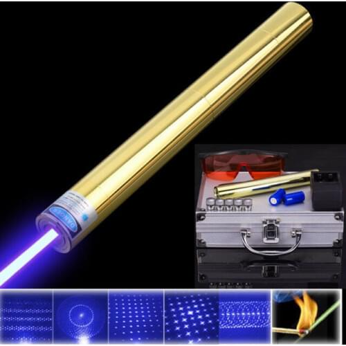 High Power 2W Lengthen Blue Laser Pointers 450nm Lazer sight Flashlight Burning Match/Burn cigars included 18650 battery