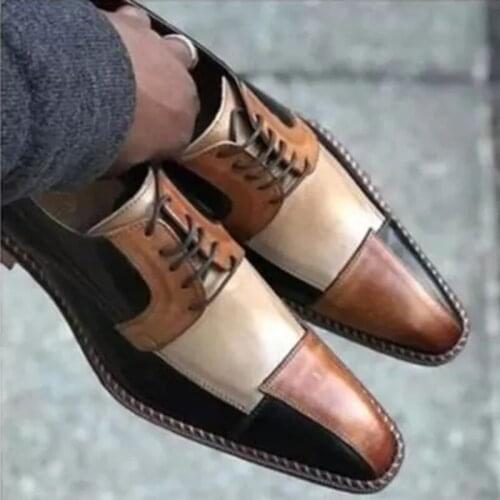 Mens New Handmade PU Color Matching Pointed Toe Fashion Trend Business Shoes Classic Everyday All-match Casual Boots 1KB005