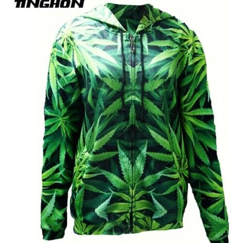 New Men Sweatshirts 3D Printed Green Leaf Weed Graphic Pullovers Hip Hop streetwear Hooded Sweatshirt Plus Size 6XL 7XL
