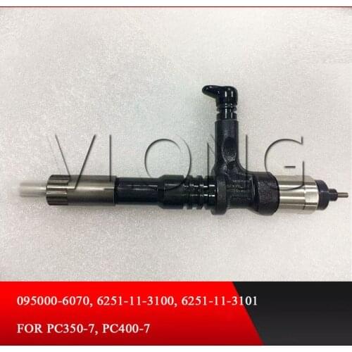 NEW DIESEL FUEL INJECTOR 095000-6070 for PC350-7, PC400-7 6251-11-3100, 6251113100, 6251-11-3101