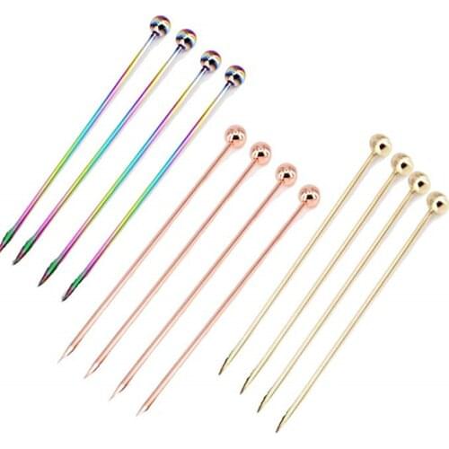 Cocktail Picks Sticks Stainless Steel Multi Color Great for Bar Party or Barbeque Snacks, Club Sandwiches Martini