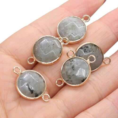 Natural Stone Pendant Flash Labradorites Round Golden plated Pendant for Jewelry Making DIY Necklace Bracelet for Women man