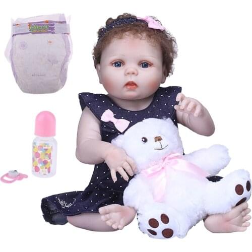 Realistic 22inch Full Silicone Reborn Infant Newborn Baby Doll Toddler Model Lovely Simulation Fashion Doll Birthday Gift