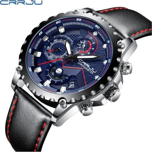 Relogio Masculino Top Brand Luxury CRRJU New Mens Fashion Watch Military Waterproof Sport Watch Men Automatic date Quartz Clock