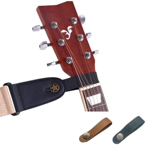 Guitar Strap Guitar Neck Strap Leather Head Belt Holder Button Safe Lock Ukulele Bass Folk Acoustic Electric Guitar Accessories