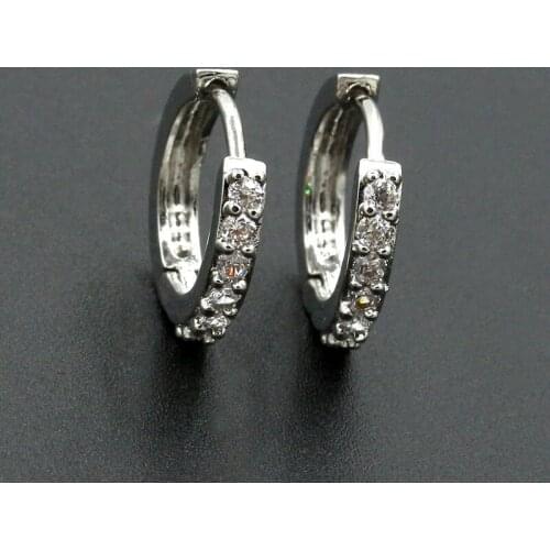 New Design Crystal Round Silver Plated Closed piercing Stud Earrings for Women Fashion Trendy Jewelry