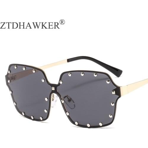 Metal Frame Womens Sunglasses New Rivet Glasses Men and Women UV400 Wild Personality Eyeglasses