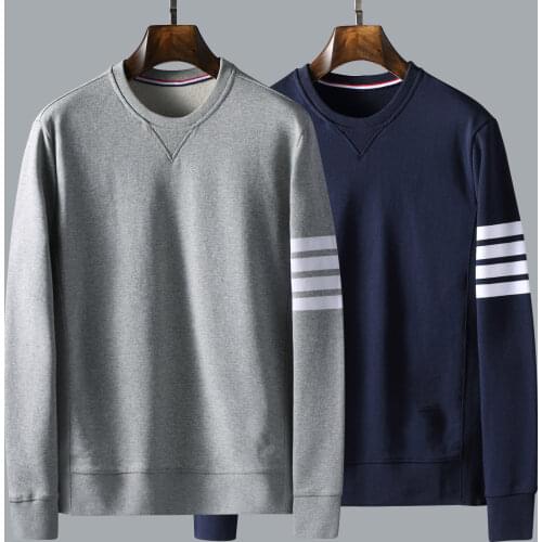 2021 Men Sweater Long Sleeve Cotton Waffle Casual Stripe Fashion Korean Design High Quality TB Women Couple Top