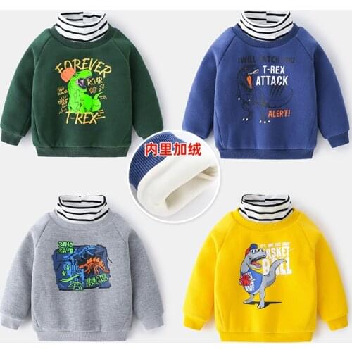 2020 Winter Kids Plus velvet sweatshirts Thick cotton Fashion Boys girls Warm Cashmere Embroidery T shirt toddler clothing