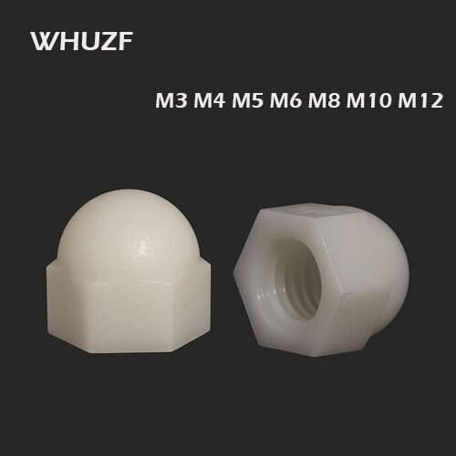 Acorn Nut DIN1587 RoHS M3 M4 M5 M6 M8 M10 Black And White Nylon Nut Plastic Cap Nuts Decorative NL09
