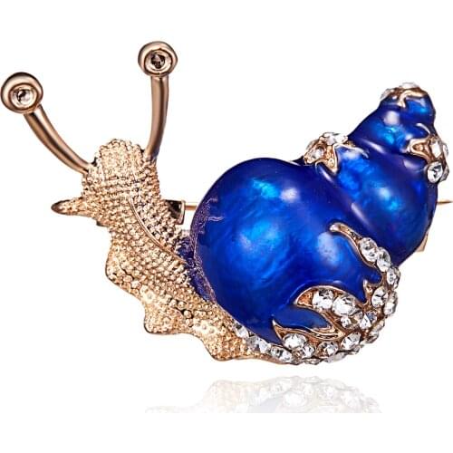 Rinhoo 2 Colors Available Rhinestone Snail Brooches for Women Cute Small Insect Brooch Pin Fashion Enamel Pin High Quality