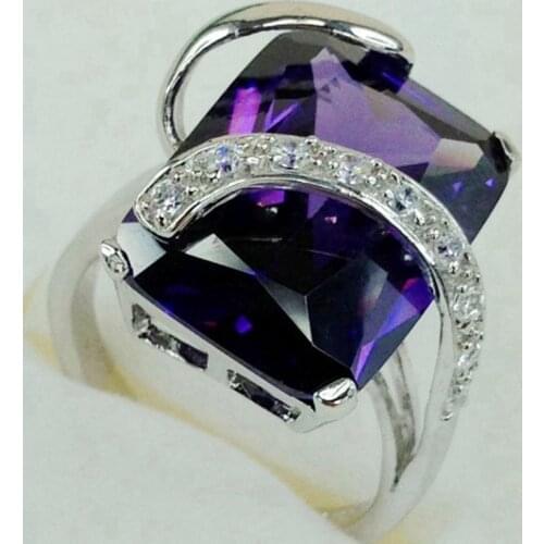Fleure Esme vintage Engagement wedding rings Jewelry for women Blue Purple Cubic Zirconia Rhodium Plated R833 R836 size 6 7 8 9