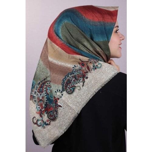 ZÜMRA PATTERNED LINEN FLAMLI SCARF-DESEN-01-RENK-15