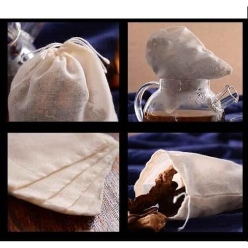 2000Pcs/Lot 2 Size Multifunctional Cotton Drawstring Strainer Reusable Chinese Medicine Filter Bag Kitchen Soup Bag Tea Bags