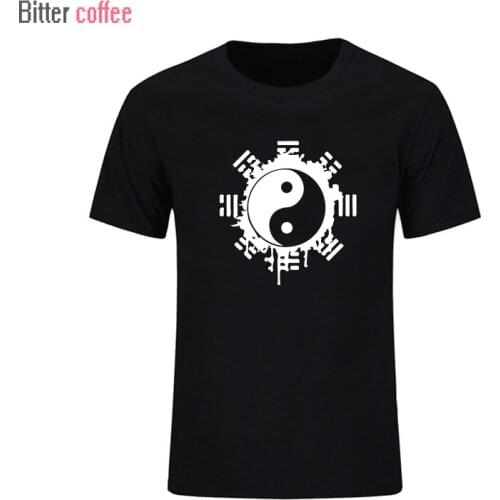 Fashion Summer NEW T Shirt Men Tops Chinese Tai Chi Ink Ying Yang Printed Cotton Clothing Short-Sleeved T-shirt Tees