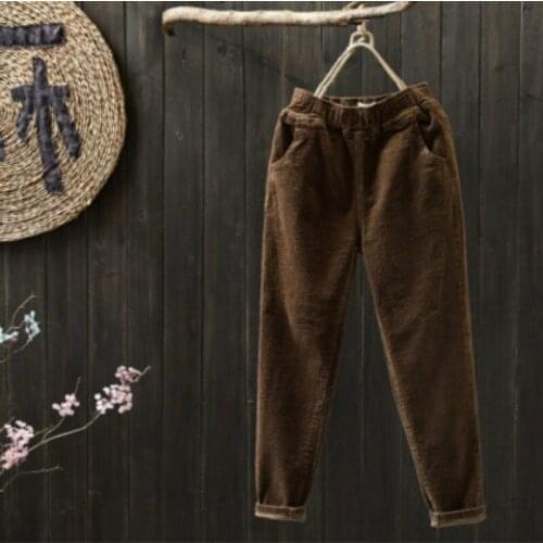 2020 Pleuche Autumn Winter Warm Pants Women Plus Size Velvet Solid High Waist Pants Sports Womens Harem Pants Korean Trousers