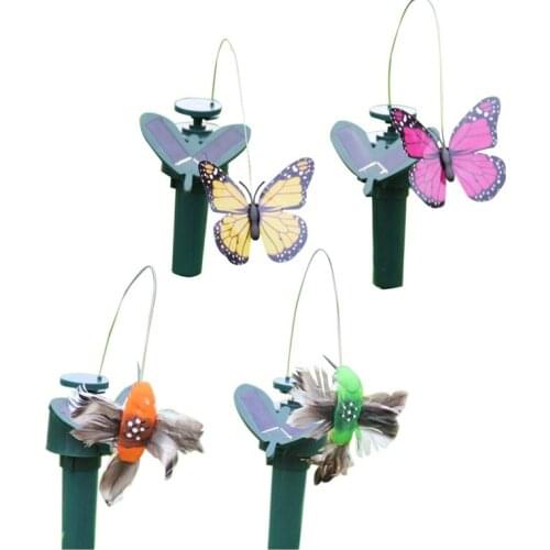 4Pack Solar Powered Flying Butterfly Bird Sunflower Outdoor Yard Garden Stake Ornament Vivid Garden Decoration