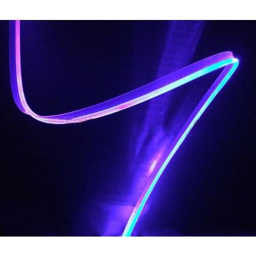 5M(L) soft Dia.3mm clear T-type Skirt Side Glow Fiber Optic Cable light Car Decor w/side ribbon Interior PMMA for mounting RGB