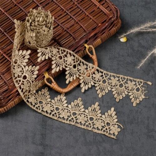 5cm wide-2Yards/lot Antique Metallic Gold/Silver Embroidery Lace Trim for Bridal,Wedding Gown, Costume design-SC