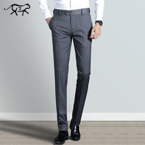 New Pants Men Spring Autumn Fashion slim Fit Casual Pants Straight Dress Business Suit Black Trousers Brand Mens Pant For Male