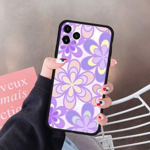 ZUIDID Funky Purple Flowers Phone Case For iPhone 11 12 Pro Max 6S 7 8Plus SE20 X XS XR Hibiscus Hard Silicone Cover Matte Coque
