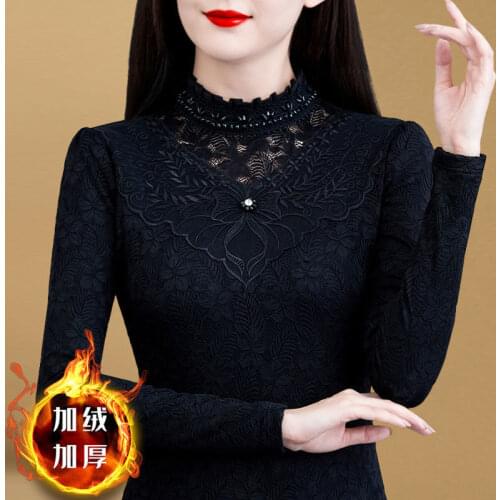 Black Lace Female Autumn Winter Long-Sleeved Shirt Blouse Women Blusas Ropa De Mujer