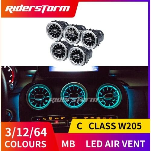 For mercedes w205 C class C200 C180 C class interior decoration turbine air vent air condition vents w205 LED ambient light
