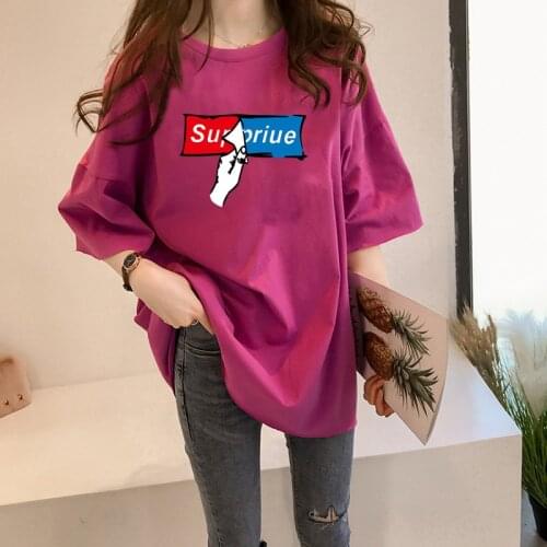 Print Letter Sup Woman T-shirts White Black 6 Colors Oversized Funny T Shirt Women 2020 Summer O-neck Loose Womens T Shirt Tops