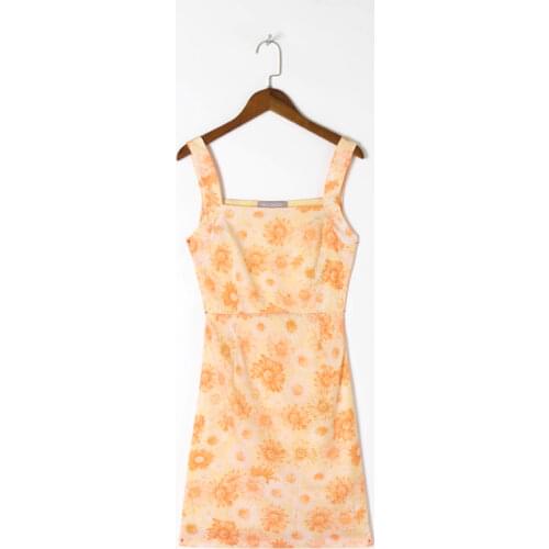 Summer Womens Casual Floral Print Slim Sling Dress