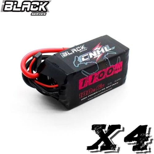 CNHL 4Packs Black Series 1100mAh 22.2V 6S 100C Lipo Battery for Vortex LRC Freestyle V1 RC Boat Heli Airplane UAV Drone FPV