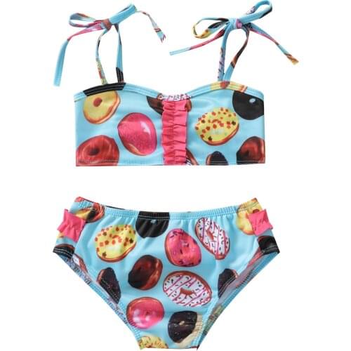 Ma&Baby 0-3Y Summer Toddler Baby Swimsuit Kid Girl Bikinis Set Cute Donuts Print Swimwear Beachwear Bathing Suit DD15