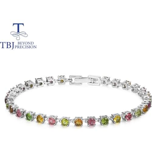 Tourmaline small bracelet natural gemstone with 925 sterling silver fine jewelry for woman nice anniversary gift
