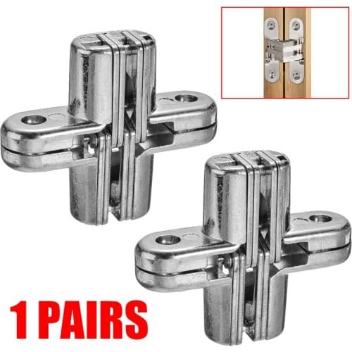 1 Pair Furniture Hinges Invisible Cross Concealed Door Cabinet Cupboard Wooden Boxes Hardware Tools Hinges