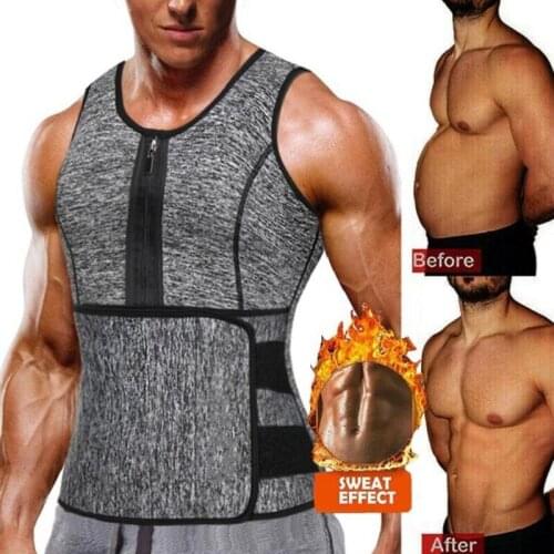 Mens Waist Trainer Body Shaper Neoprene Tank Top Compression Shirt Workout Fitness Back Support Gym Suit Sweat Sauna Vest