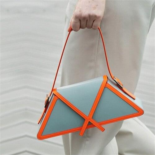 2021 New Trendy Women Shoulder Bags Luxury Designer Handbag Mixed Color Trapezoid Shape Fashion Underarm Bag Bolso Mujer