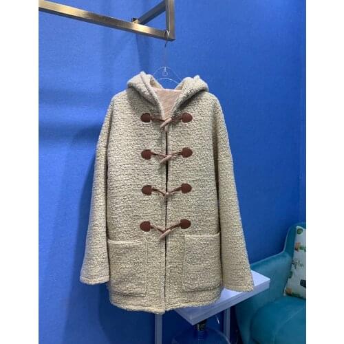 High 2021FW Autumn Quality Women Vintage Hooded Wool Warm Jacket Coat Loose Overcoat For Female Ddxgz2v 6.24