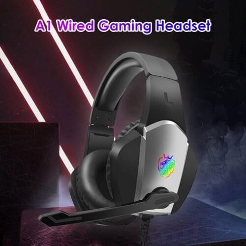 Wired Over Ear Headphones for PC Adjustable Headband for Computer A1 Noise Cancelling Gaming Headset with Mic