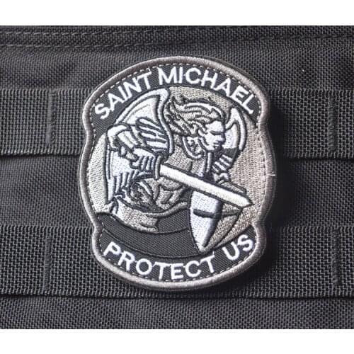 Embroidered SAINT MICHAE PROTECT US patches Military hook&loop Tactical patches USA army badges for backpack jacket