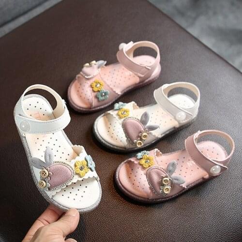 2021 summer Korean style cute bunny girl sandals Crystal bottom childrens beach shoes 21-30 size breathable sandals little girl