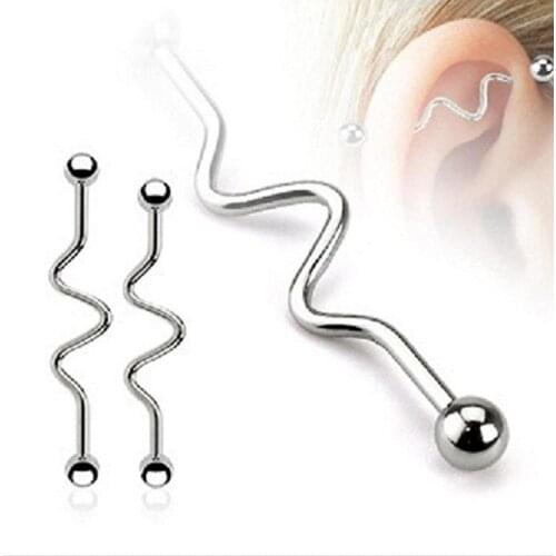 Lot50pcs 14g Surgical Steel Industrial Ear Scaffold Barbells Cartilage Helix Bar Body Jewelry Ear Piercing Earring