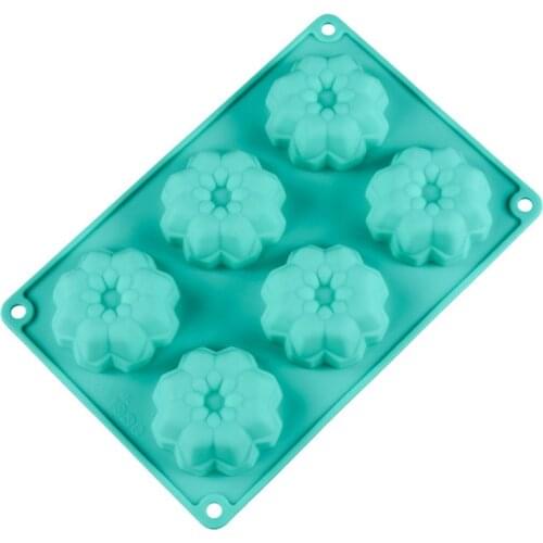 Silicone Soap Mold 6 Holes Flower Shaped Fondant Cake Decorating Tools Handmade Soap Making DIY Pastry Baking Accessories