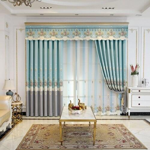 Modern luxury stitching embroidered blackout curtains high quality and elegant curtains suitable for living room windows bedroom